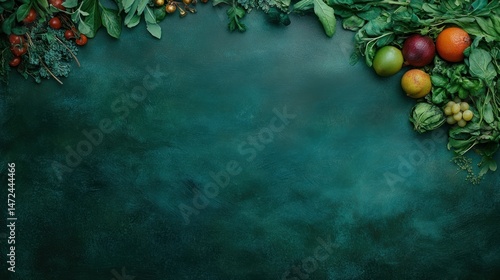 Wallpaper Mural Vibrant Green Tabletop Still Life with Fresh Produce Torontodigital.ca