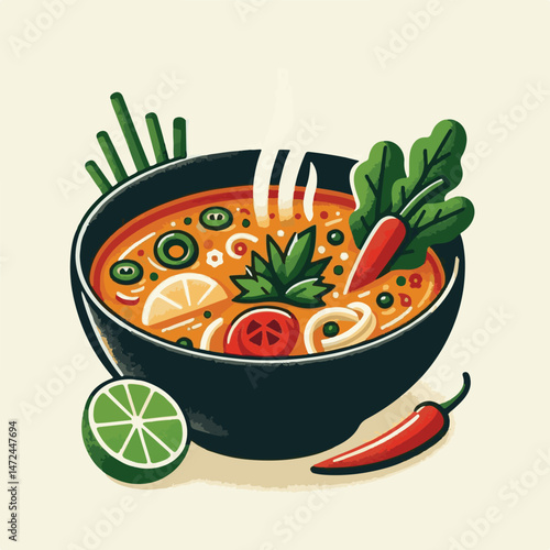 soup, food, asian, shrimp, bowl, cuisine, chili, delicious, spicy, thai, fresh, lime, background, meal, lunch, traditional, prawn, dinner, healthy, thailand, gourmet, asia, cooking, tom yum, tom, thai