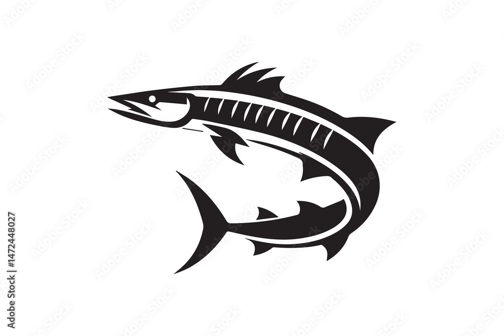 Obraz premium simple and unobtrusive barracuda fish vector silhouette illustration isolated in white background