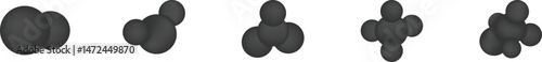 Molecule 3d icon set, Chemistry science, molecular structure