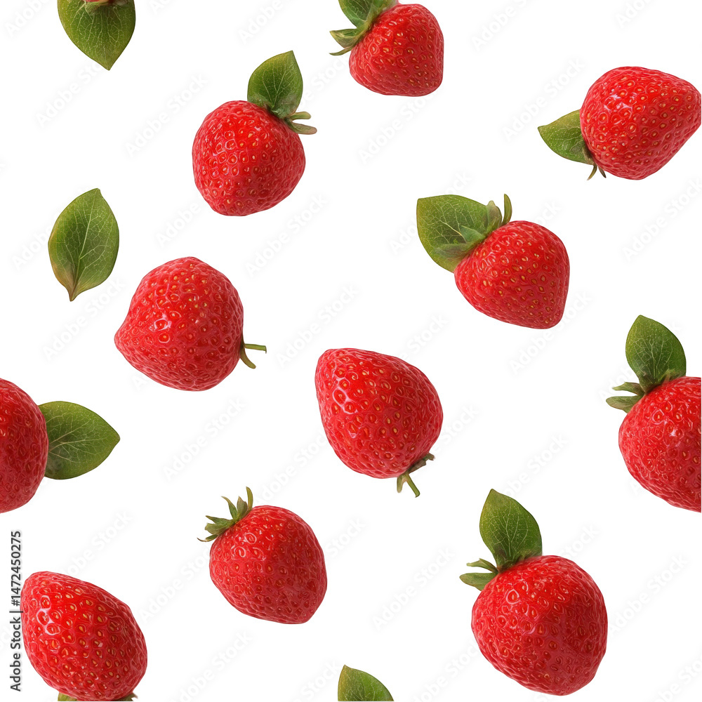 Delicious red strawberries seamless pattern fresh juicy summer fruit background vibrant healthy food texture design element on transparent background Delicious red strawberries seamless pattern fresh juicy summer fruit background vibrant healthy food texture design element on transparent background