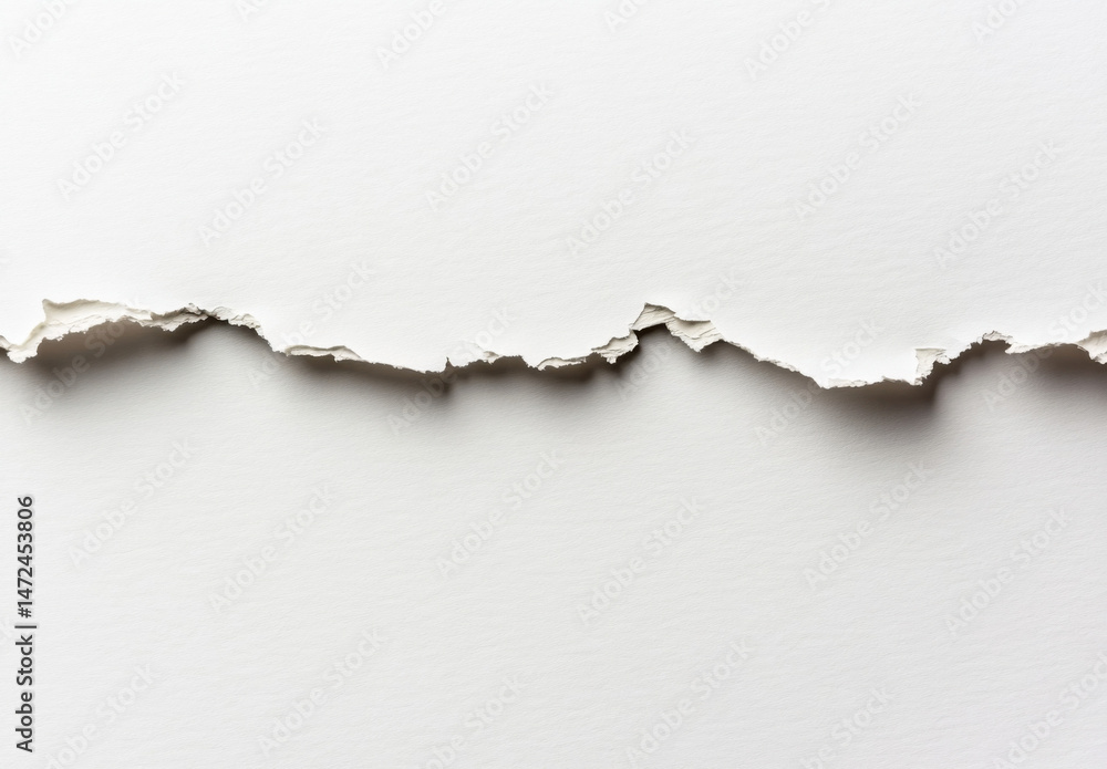 A horizontally torn piece of off-white paper reveals a textured surface beneath, creating a dramatic and visually interesting design element. : Generative AI A horizontally torn piece of off-white paper reveals a textured surface beneath, creating a dramatic and visually interesting design element. : Generative AI