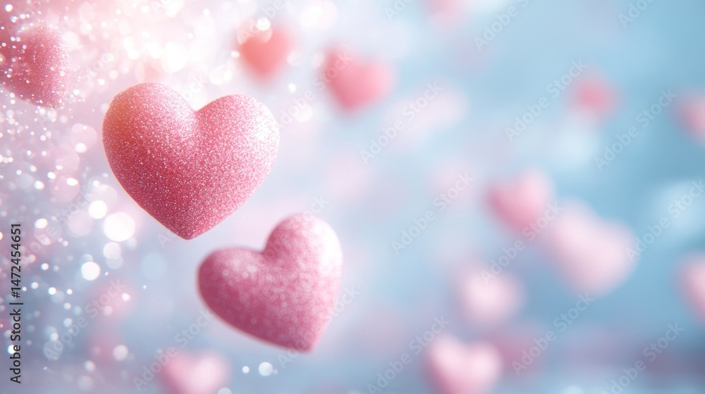 Obraz premium Floating pink hearts
