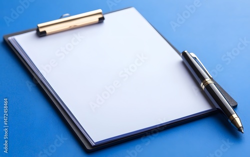 Wallpaper Mural Blank Clipboard with Pen Mockup Blue Background Torontodigital.ca