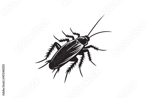simple and unobtrusive Cockroach vector silhouette illustration isolated in white background