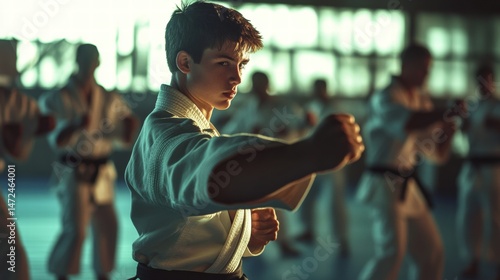 Teen Karateka Training Martial Arts