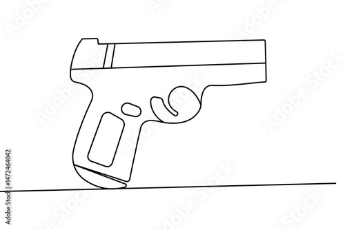 Minimalist gun one line drawing  isolated vector outline illustration
