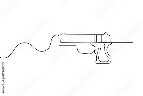 Minimalist gun one line drawing  isolated vector outline illustration
