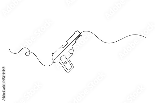 Minimalist gun one line drawing  isolated vector outline illustration
