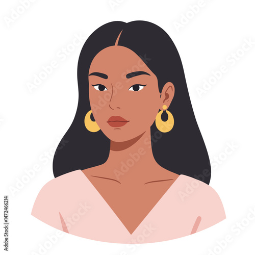 Proud Latina woman, vector illustration of a confident individual  