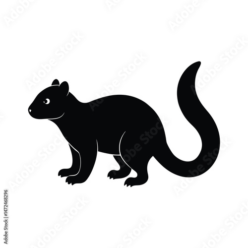 Tayra agile tree-dwelling mustelid species silhouette vector image on white background