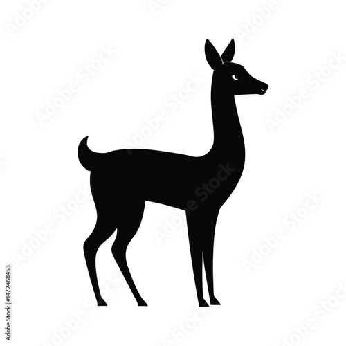 Vicuña wild South American camelid species silhouette vector image on white background