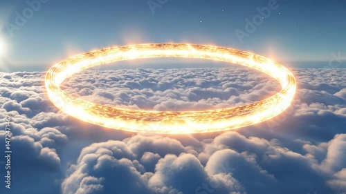 Glowing halo ring above clouds
