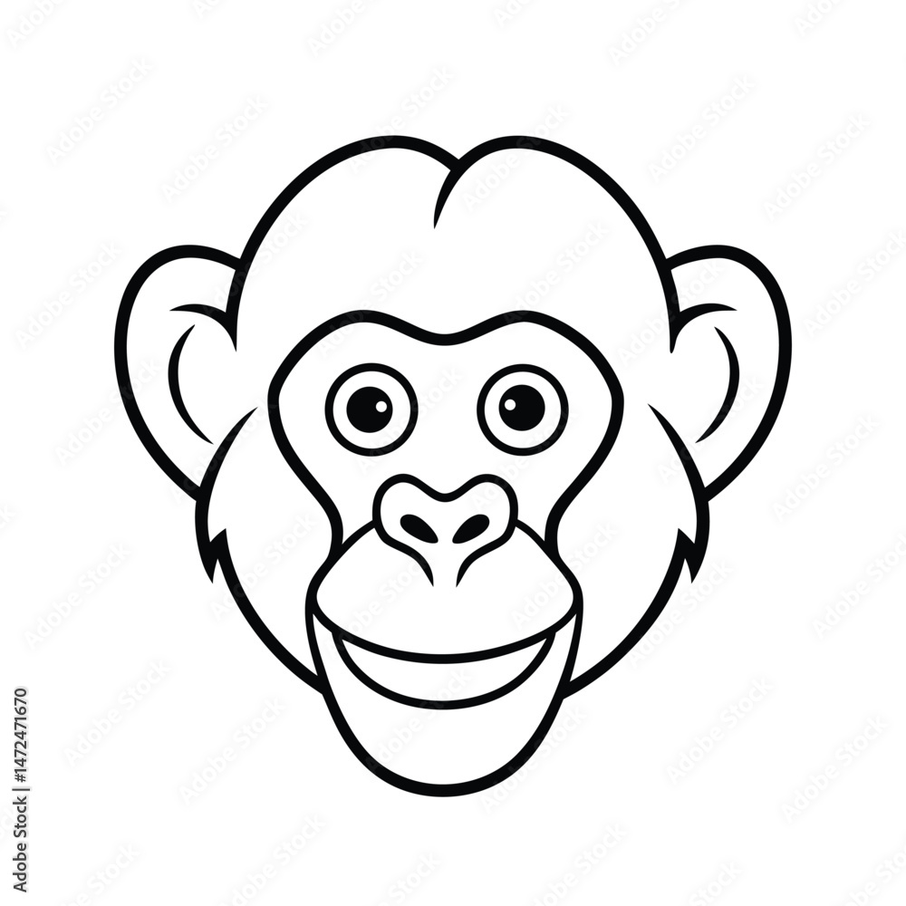 Obraz premium Monkey Head Outline Illustration