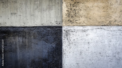Abstract Wall Texture with Gray, Black, Beige, and White Panels