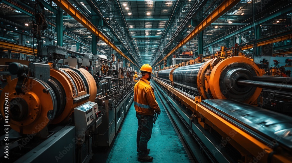 Obraz premium Industrial worker in a large factory