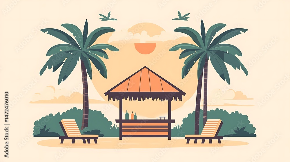 Obraz premium Beach Bar Sunset Relaxation.
