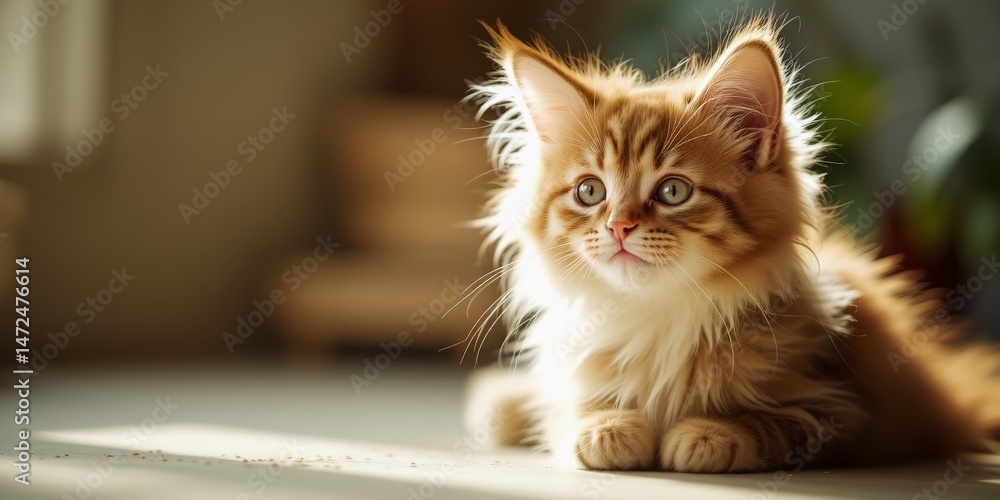 Fototapeta premium Playful Kitten, Charming House Cat Image