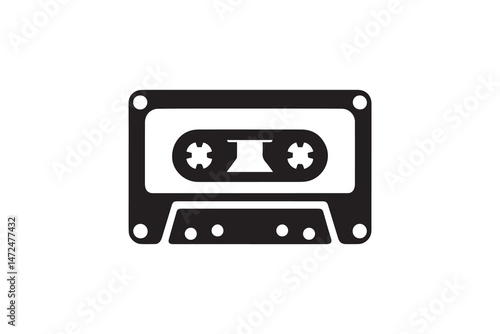 simple and unobtrusive cassette vector silhouette illustration isolated in white background