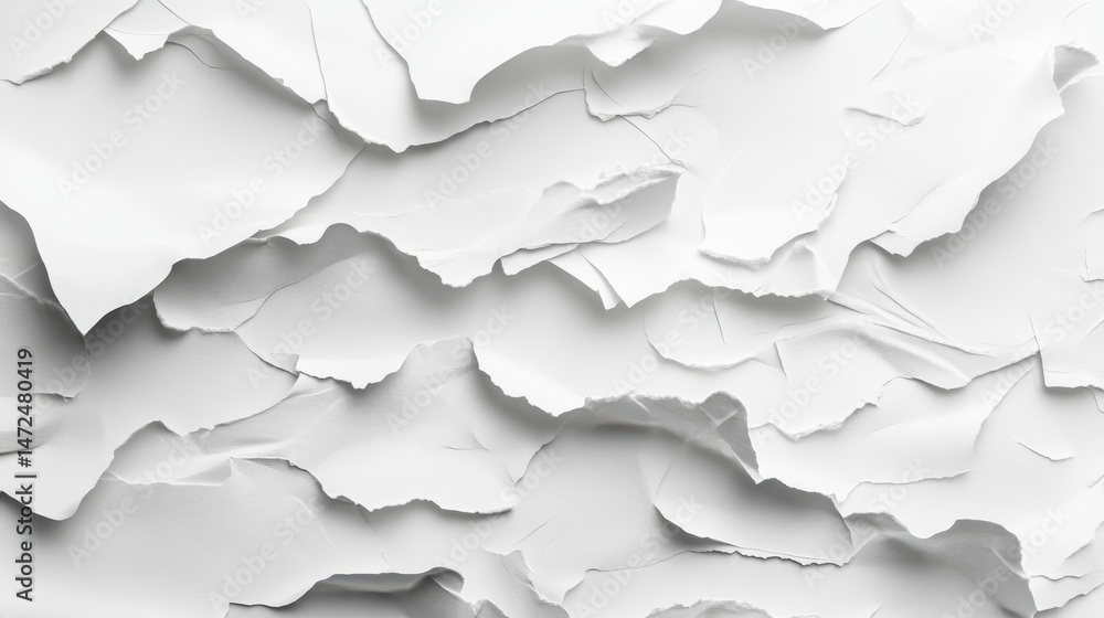 Abstract White Paper Texture Background Layered, Crumpled, and Textured Abstract White Paper Texture Background Layered, Crumpled, and Textured