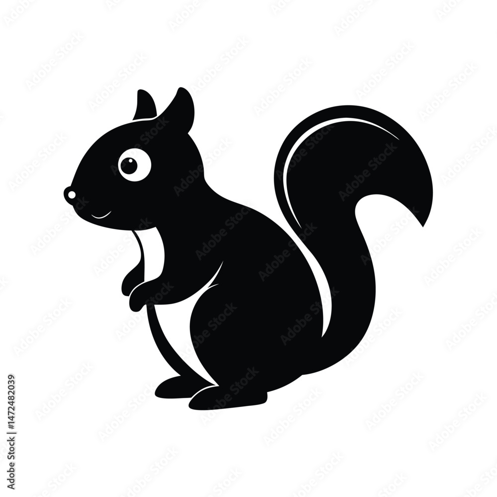 Chipmunk small striped squirrel in black silhouette vector image on white background Chipmunk small striped squirrel in black silhouette vector image on white background