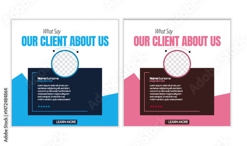 Customer feedback Modern creative Client testimonial social media post design, template vector, with star ratings for client satisfaction


