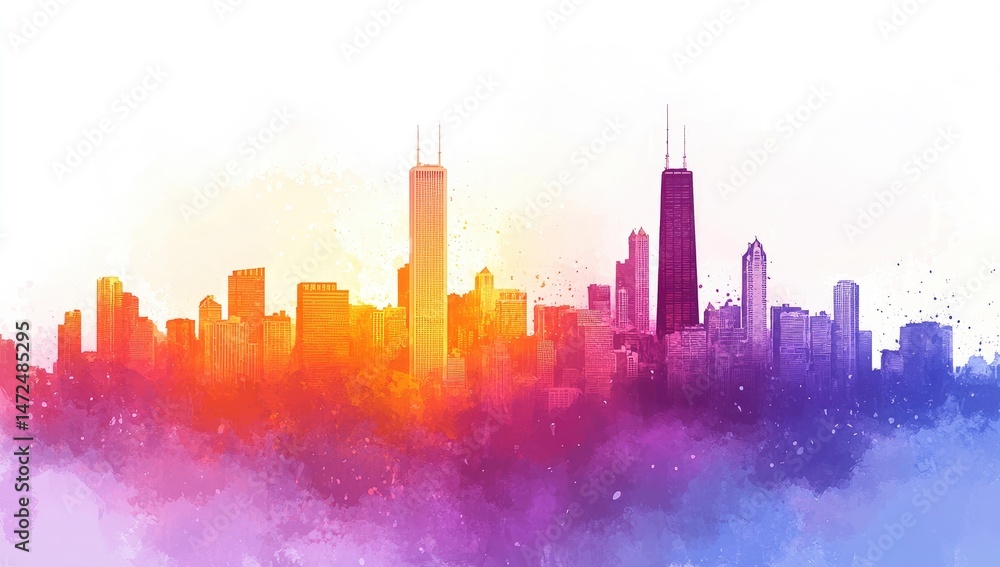 Fototapeta premium Colorful cityscape skyline