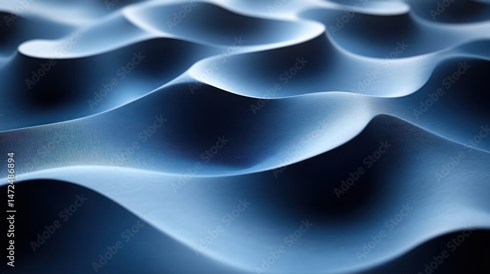 Fototapeta premium Blue abstract waves textured surface background design