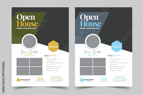 Real Estate Open House Property sale Flyer Design For Real estate Business. Home sale flyer design layout, print ready home sale flyer design template