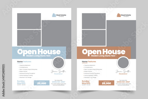 Real Estate Open House Property sale Flyer Design For Real estate Business. Home sale flyer design layout, print ready home sale flyer design template