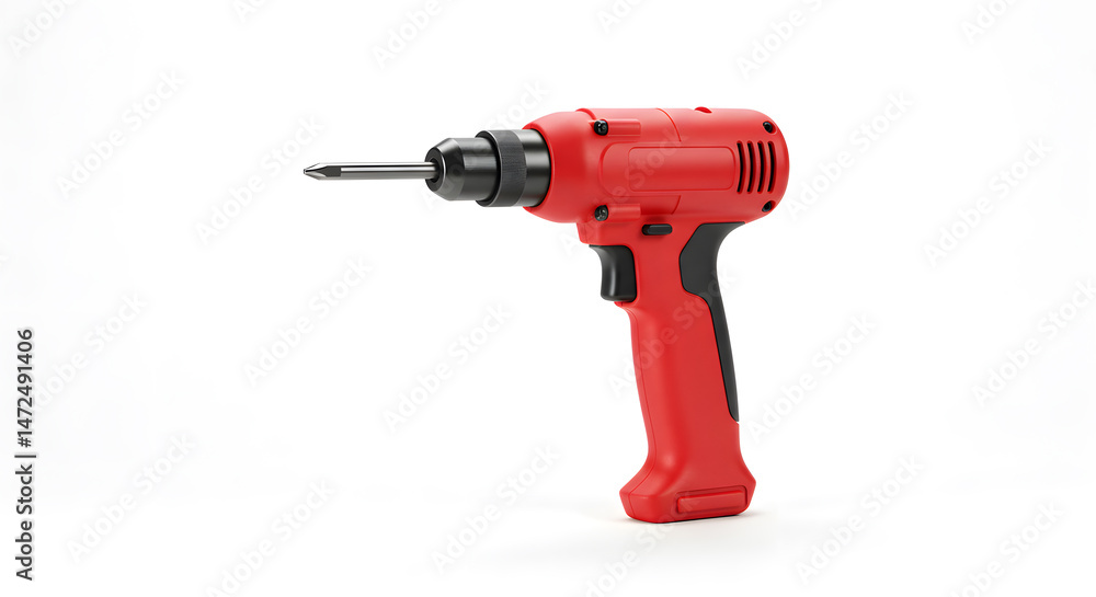 Red Cordless Drill - Power Tool for Home Improvement Red Cordless Drill - Power Tool for Home Improvement