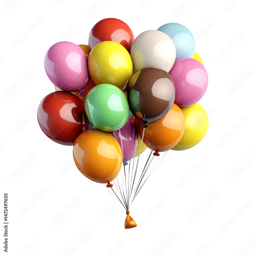 bunch of colorful balloons floating tied with string celebration decorations PNG On Transparent Background bunch of colorful balloons floating tied with string celebration decorations PNG On Transparent Background