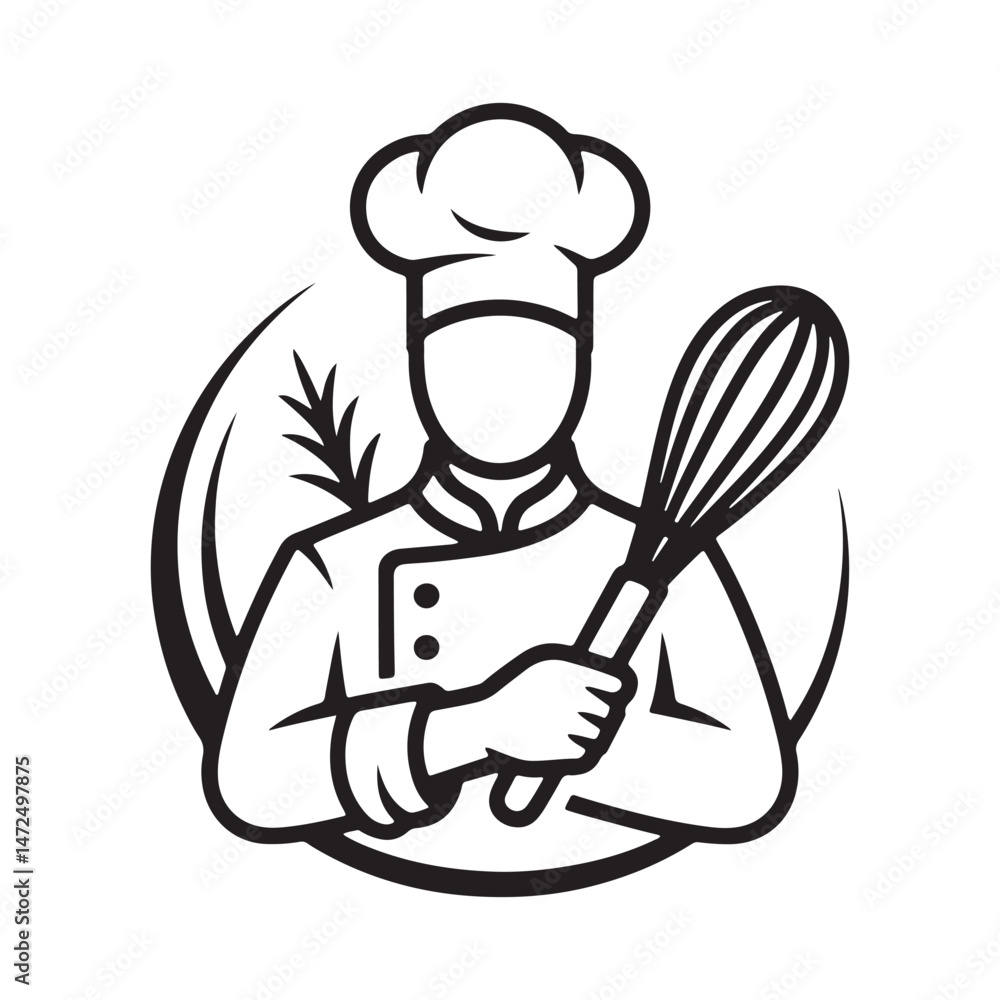 vector illustration of a chef holding a spoon vector illustration of a chef holding a spoon