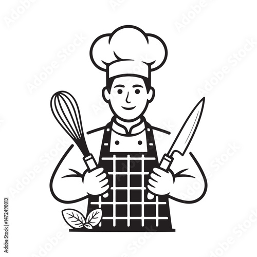 vector illustration of a chef holding a spoon