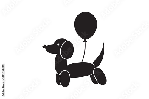 simple and unobtrusive Balloon dachshund vector silhouette illustration isolated in white background