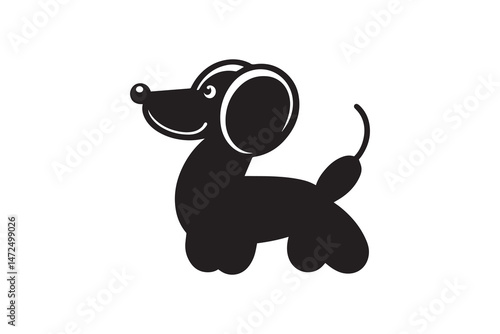 simple and unobtrusive Balloon dachshund vector silhouette illustration isolated in white background