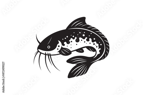 simple and unobtrusive catfish vector silhouette illustration isolated in white background