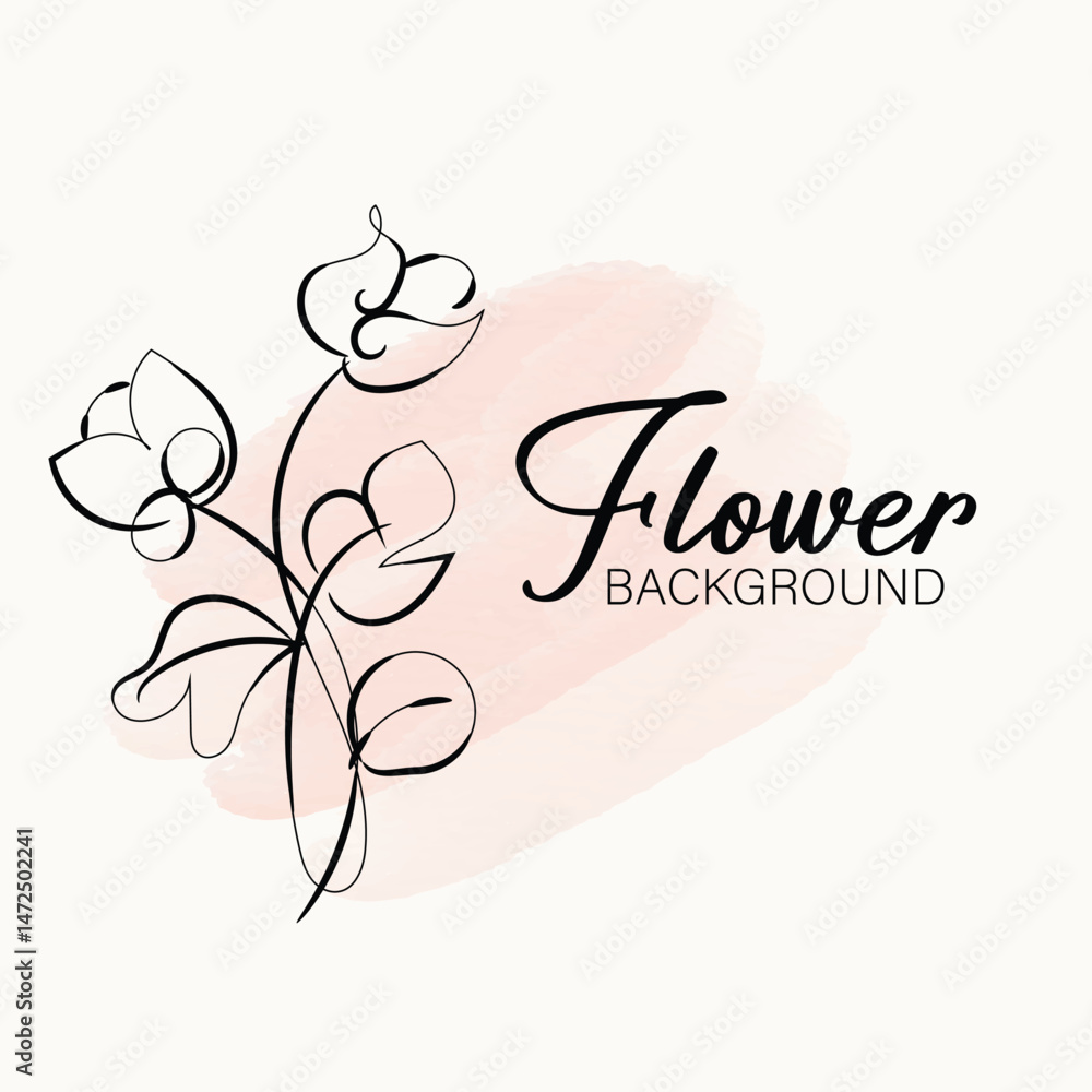 Fototapeta premium Elegant Minimalist Line Art Floral Design Single Botanical Illustration with Delicate Stems and Petals