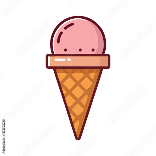 Cherry ice cream design. Fresh ice cream graphic print design for t shirt, apparel, posters, background and others. Retro ice cream hand drawn vector art, Enjoy summer with sweet ice cream.