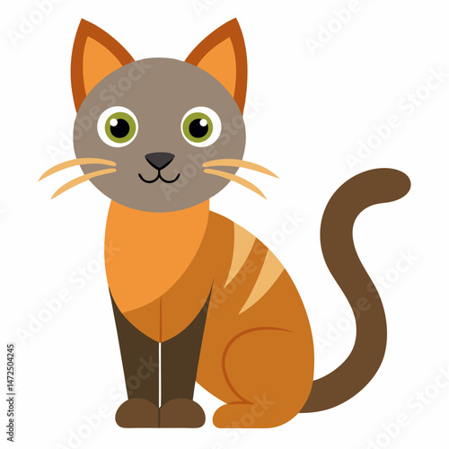 Simple Cat Vector on White Background