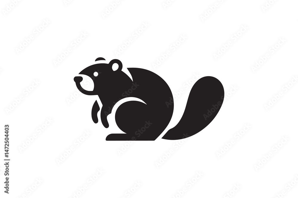 Fototapeta premium simple and unobtrusive Beaver vector silhouette illustration isolated in white background