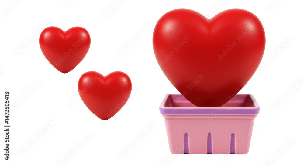 Isolated Hearts in Basket Isolated Hearts in Basket