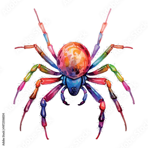 Isolated on a white background, a brown, hairy spider, a macro closeup of this arachnid insect predator, reveals its leg and eyes, potentially triggering arachnophobia