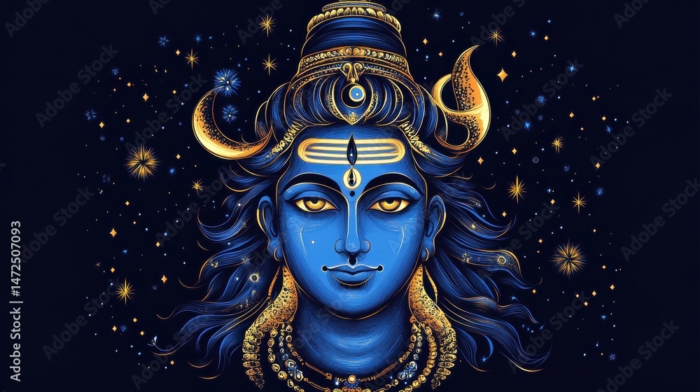 Vibrant Illustration of Lord Shiva for Maha Shivratri Festival Vibrant Illustration of Lord Shiva for Maha Shivratri Festival
