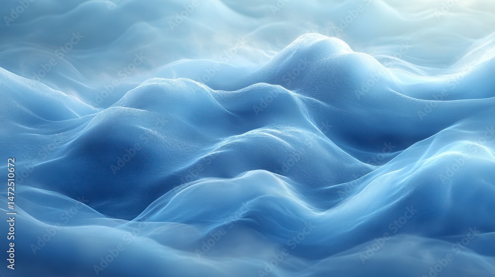 Wavy, ethereal, blue hills with a soft, dreamlike texture, resembling a stylized ocean of light Wavy, ethereal, blue hills with a soft, dreamlike texture, resembling a stylized ocean of light
