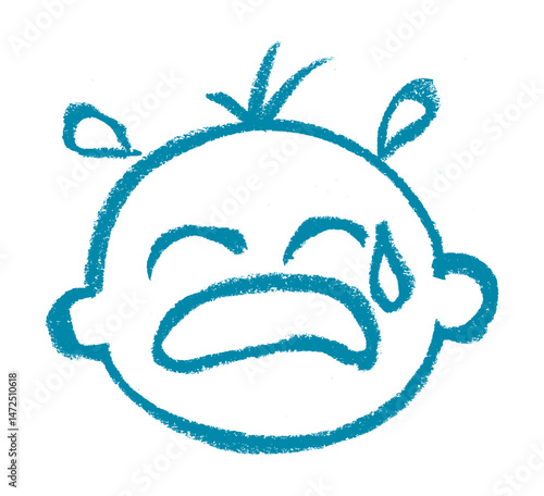 Baby Crying Icon Crayon Chalk Drawing Vector