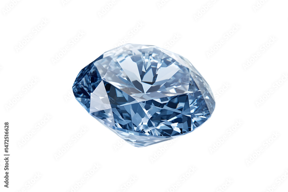 Fototapeta premium Sparkling faceted blue diamond on black background