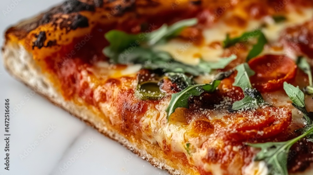 Delicious pepperoni pizza slice kitchen table food photography cozy environment close-up view culinary delight Delicious pepperoni pizza slice kitchen table food photography cozy environment close-up view culinary delight