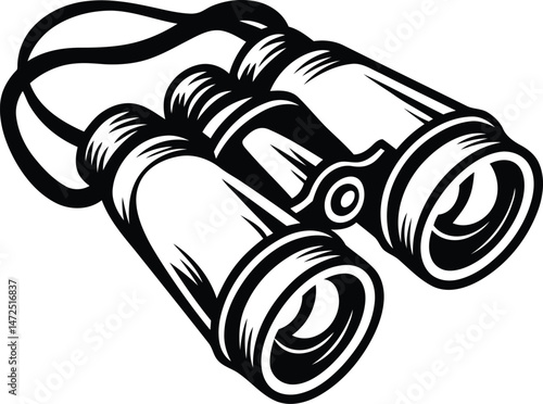 Vintage illustration of a pair of binoculars silhouette vector, vintage illustration of a pair of binoculars line art vector illustration, vintage illustration of a pair of binoculars vector icon