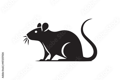 simple and unobtrusive rat vector silhouette illustration isolated in white background